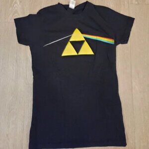 Legend of Zelda Triforce Pink Floyd Dark Side of the Moon TeeFury Novelty T Sz S